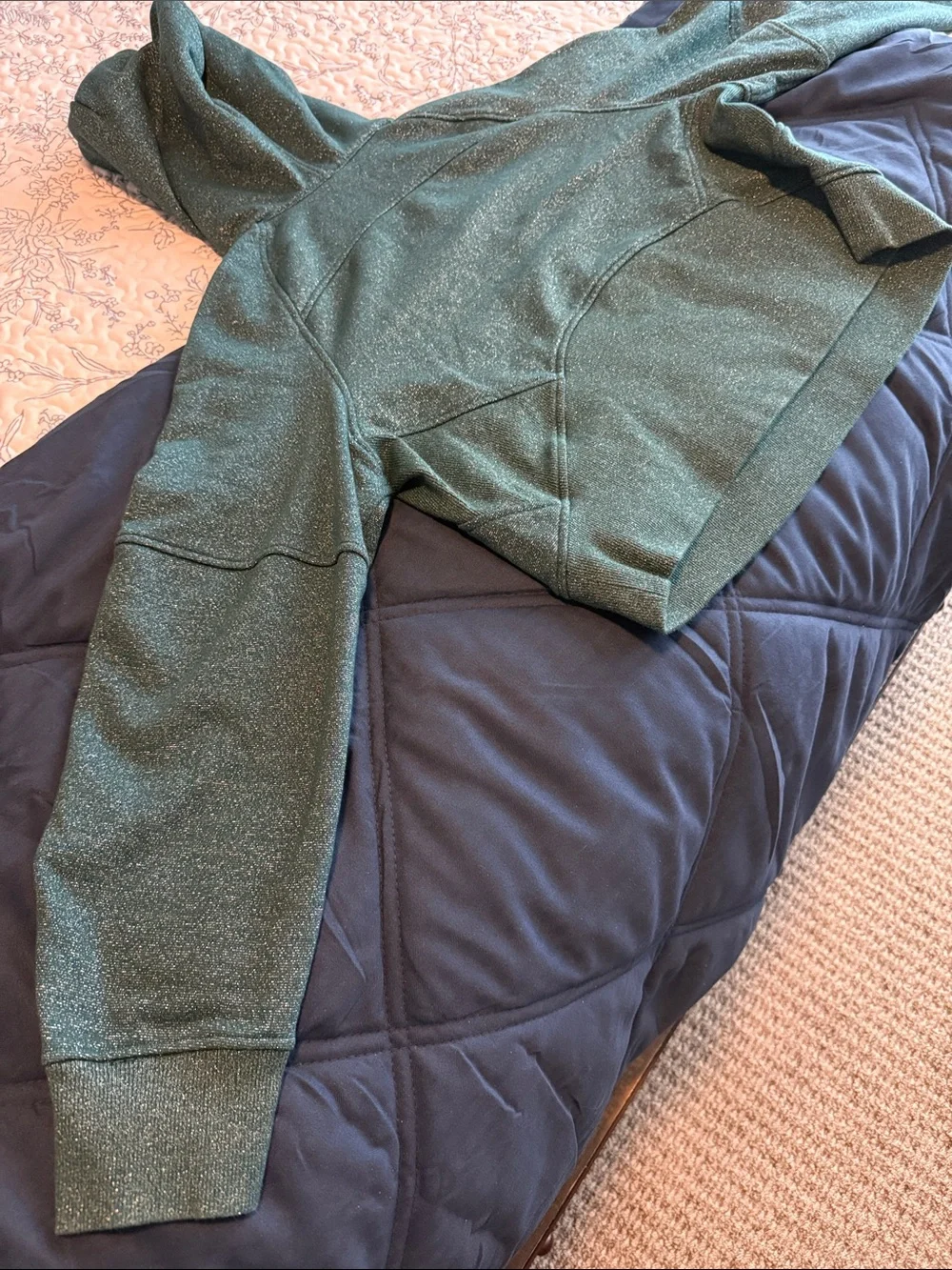 Lululemon Teal Sparkle Scuba Half-Zip Hooded Sweatshirt NWOT